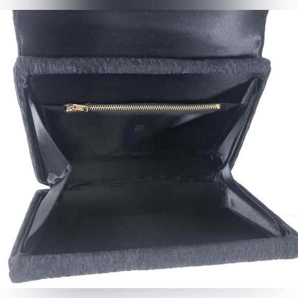 Crown Lewis Vintage Black Jacquard Evening Bag Top Handle Handbag - Picture 9 of 12